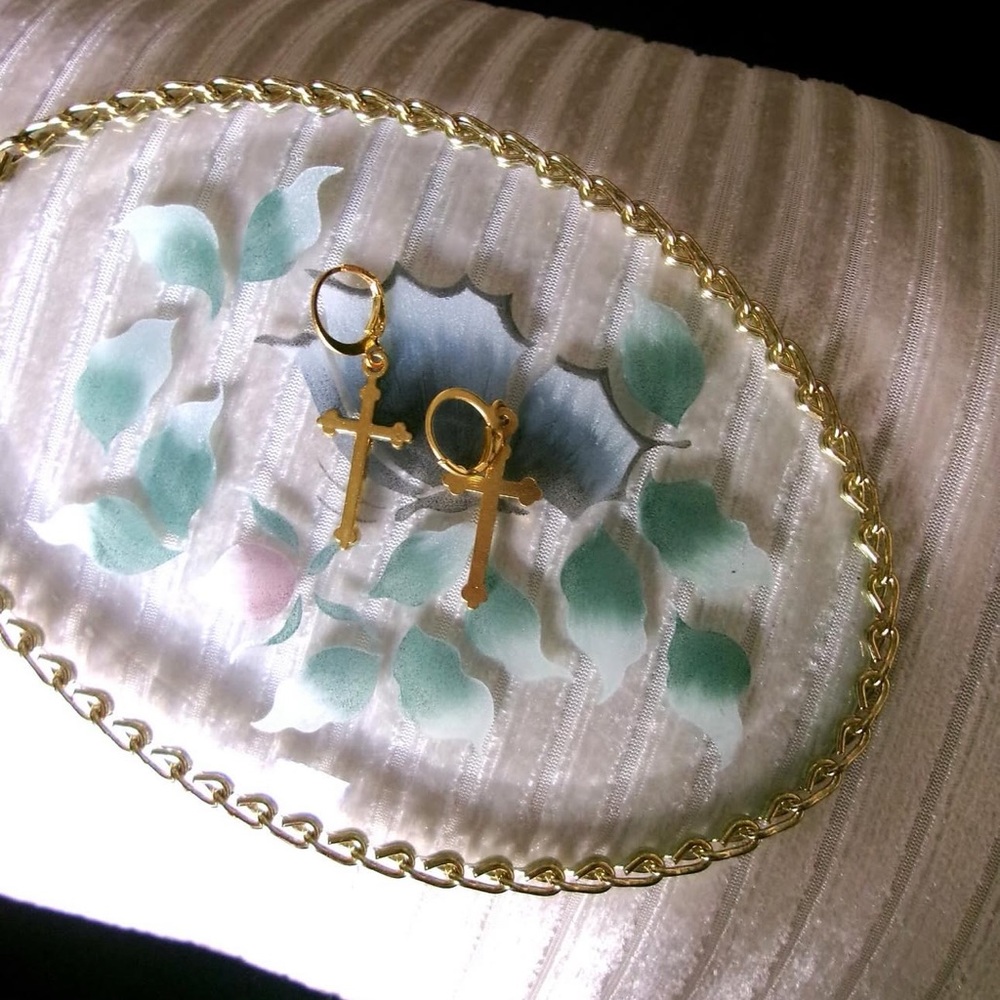 Gold Cross Earrings